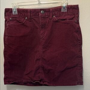 Eddie Bauer Deep Red Corduroy Mini Skirt